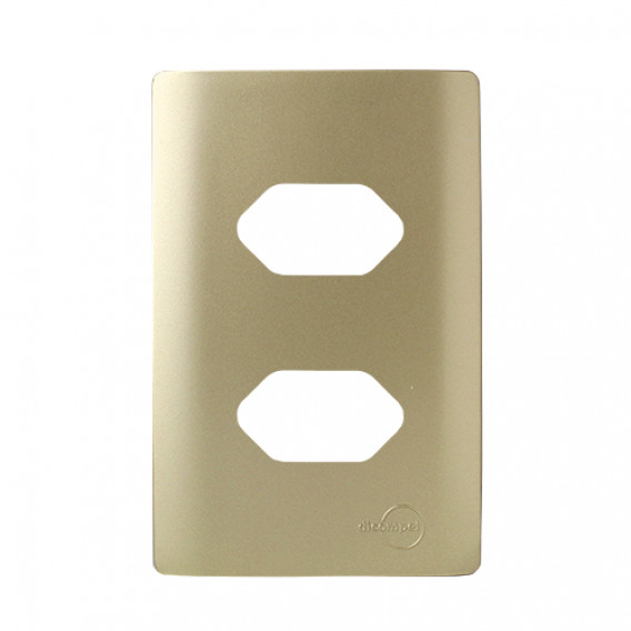 Placa P/ 2 Tomadas 4x2 - Novara Dourado Placa P/ 2 Tomadas 4x2 - Novara Dourado